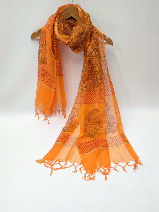 Kota Doriya Block Printed 2.5 mtr Dupatta