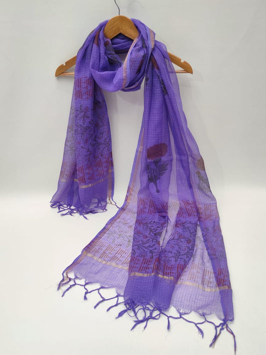 Kota Doriya Block Printed 2.5 mtr Dupatta
