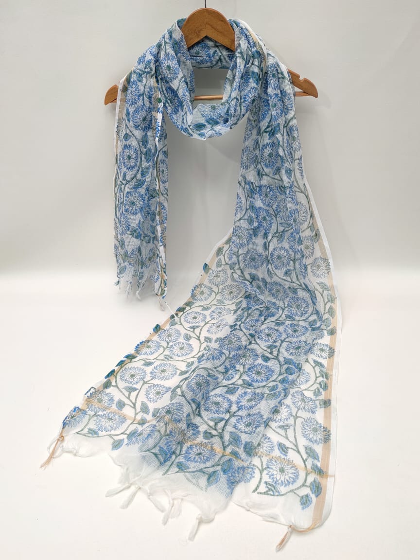 Kota Doriya Block Printed 2.5 mtr Dupatta