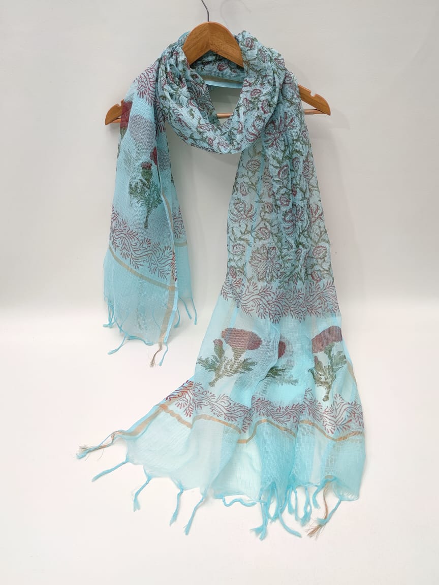 Kota Doriya Block Printed 2.5 mtr Dupatta