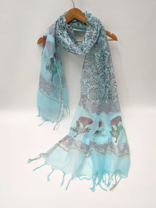 Kota Doriya Block Printed 2.5 mtr Dupatta
