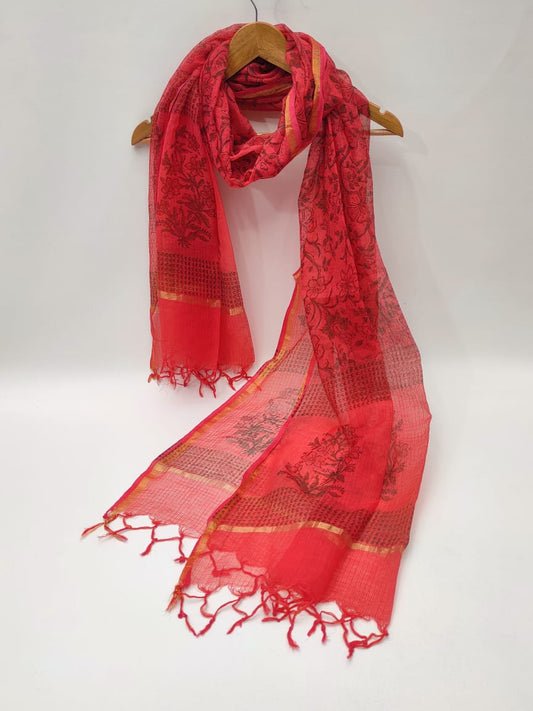 Kota Doriya Block Printed 2.5 mtr Dupatta
