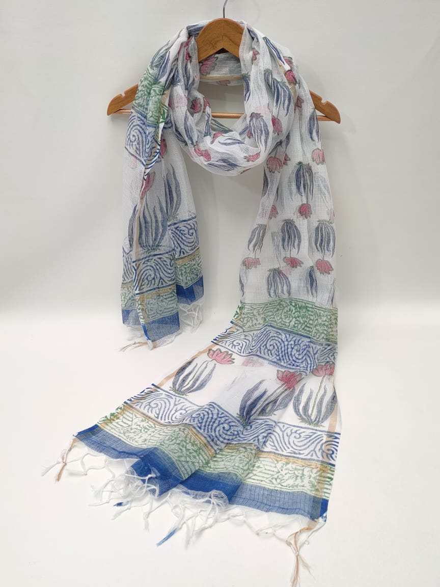 Kota Doriya Block Printed 2.5 mtr Dupatta