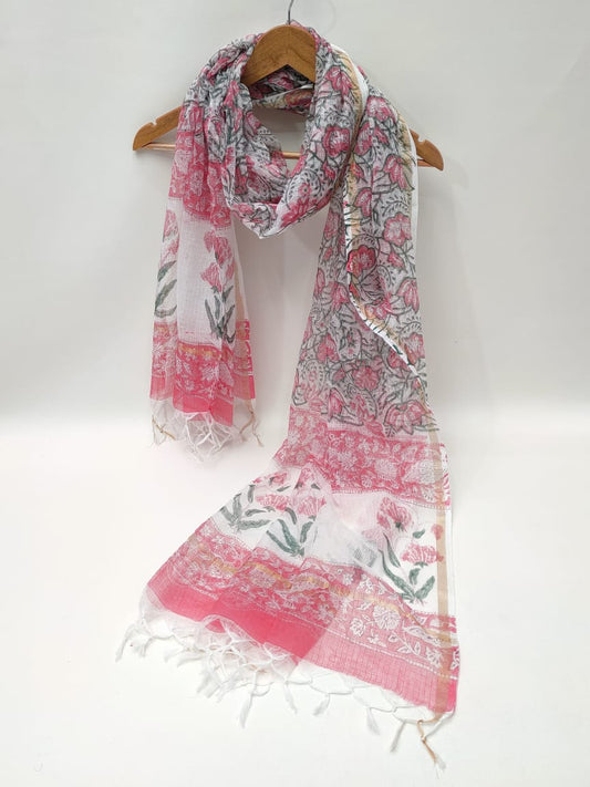 Kota Doriya Block Printed 2.5 mtr Dupatta