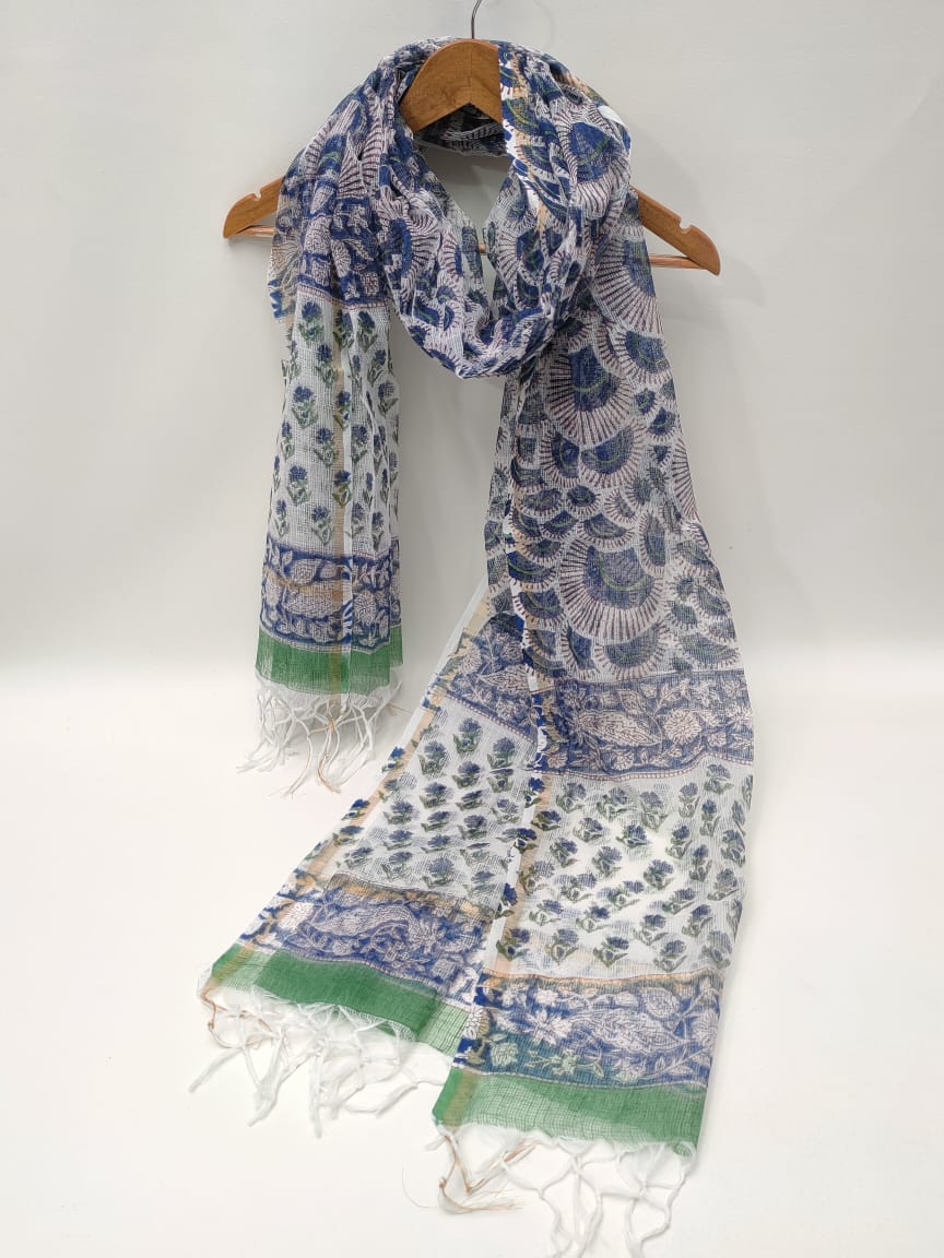 Kota Doriya Block Printed 2.5 mtr Dupatta