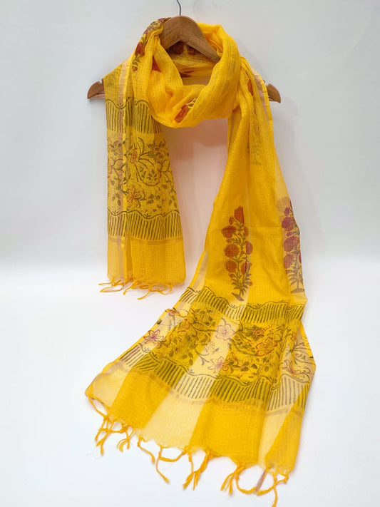 Kota Doriya Block Printed 2.5 mtr Dupatta