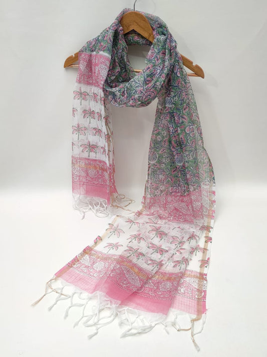 Kota Doriya Block Printed 2.5 mtr Dupatta