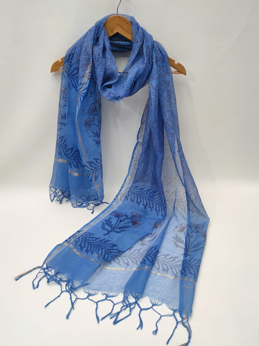 Kota Doriya Block Printed 2.5 mtr Dupatta