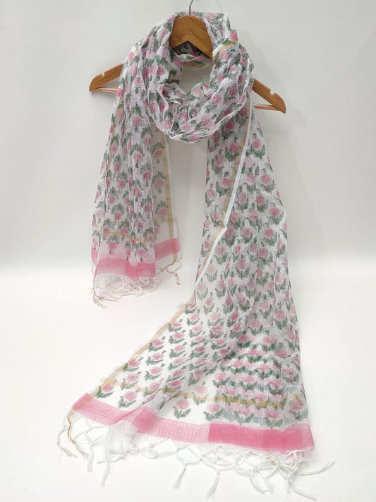 Kota Doriya Block Printed 2.5 mtr Dupatta