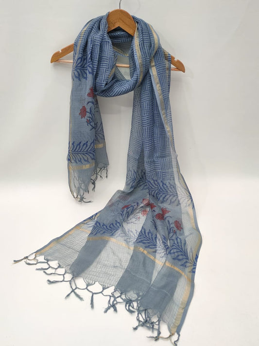 Kota Doriya Block Printed 2.5 mtr Dupatta