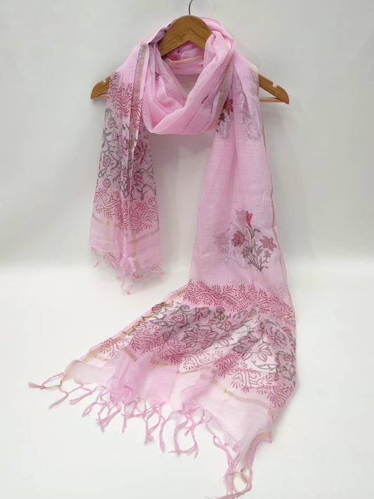 Kota Doriya Block Printed 2.5 mtr Dupatta