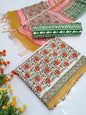 Hand Block Cotton Salwar Suit Set with Kota Doriya Dupatta  - TSPSKDVV8