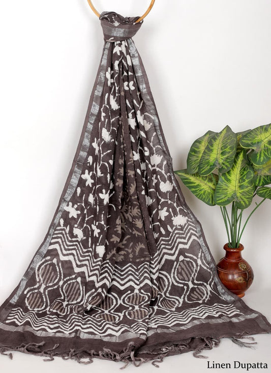 Linen Cotton Dupatta Hand block The Street Pal