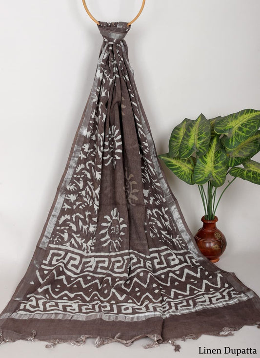 Linen Cotton Dupatta Hand block The Street Pal