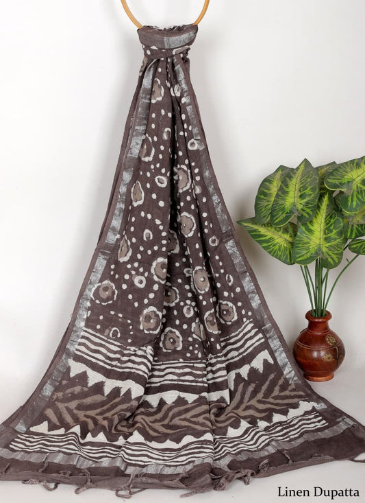 Linen Cotton Dupatta Hand block The Street Pal