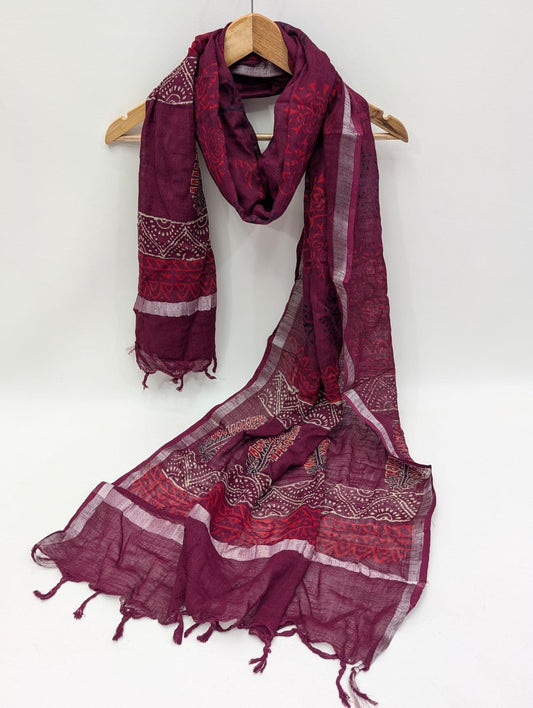 Linen Cotton Dupatta Hand block The Street Pal