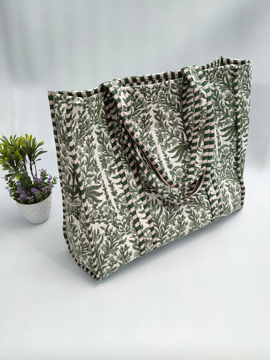 Quilted Tote Bag without zip - 17x18x 6 inches