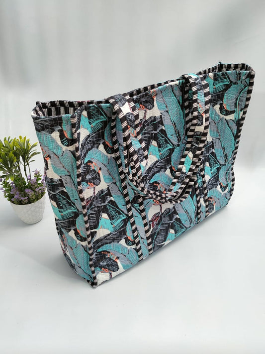 Quilted Tote Bag without zip - 17x18x 6 inches