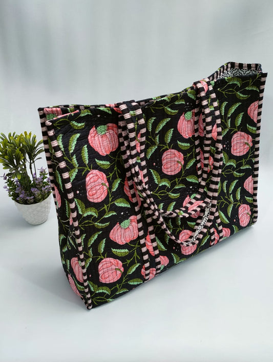 Quilted Tote Bag without zip - 17x18x 6 inches
