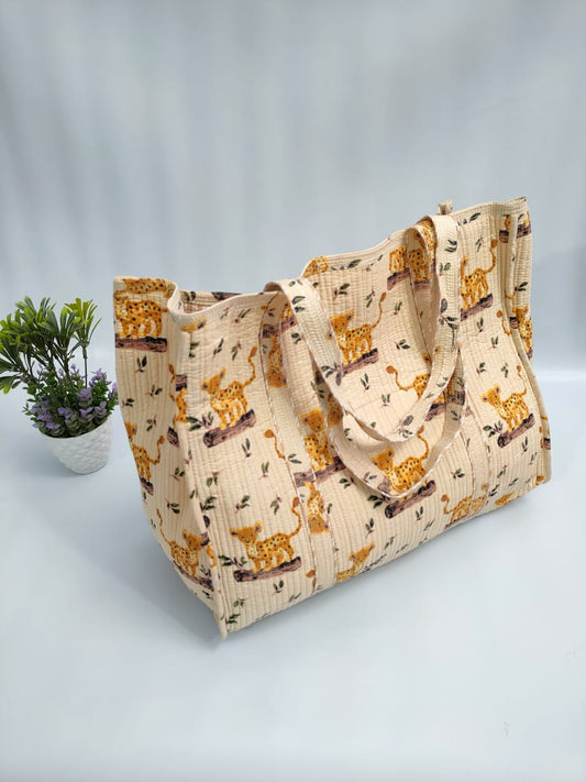 Quilted Tote Bag without zip - 17x18x 6 inches