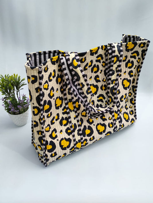 Quilted Tote Bag without zip - 17x18x 6 inches