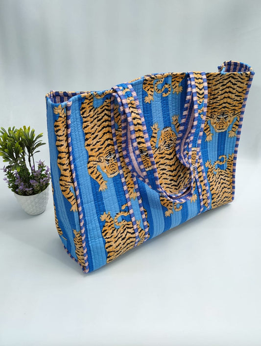 Quilted Tote Bag without zip - 17x18x 6 inches