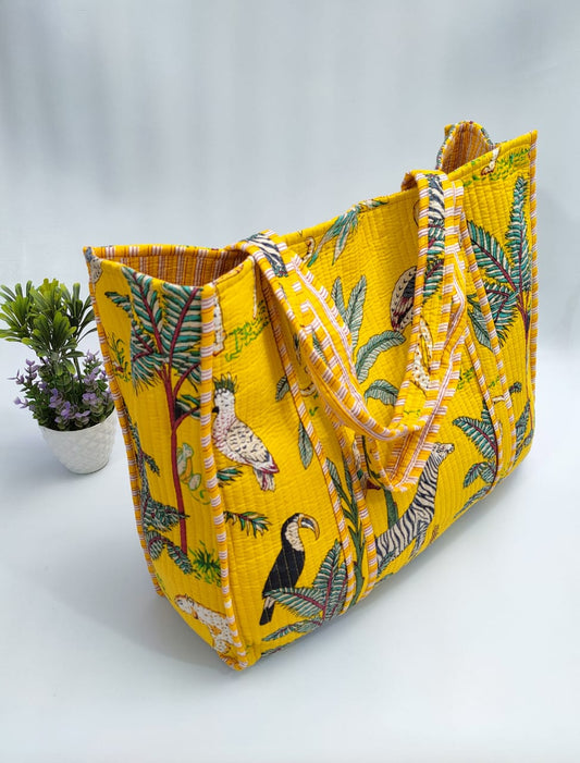 Quilted Tote Bag without zip - 17x18x 6 inches