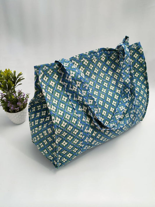 Quilted Tote Bag without zip - 17x18x 6 inches