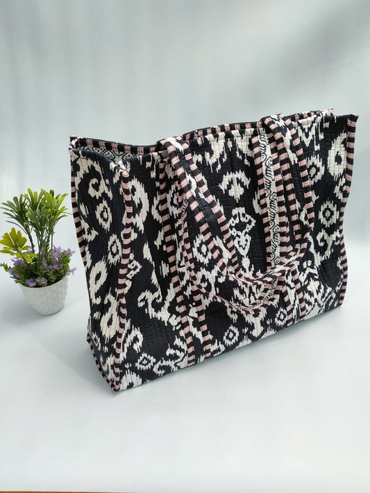 Quilted Tote Bag without zip - 17x18x 6 inches