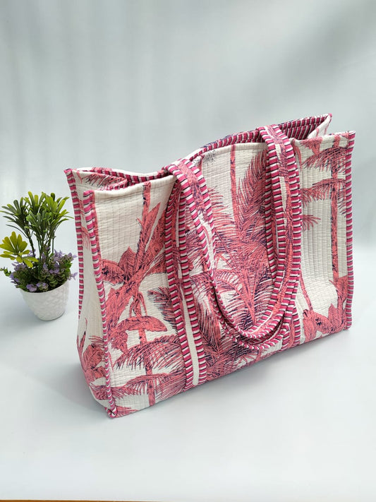 Quilted Tote Bag without zip - 17x18x 6 inches