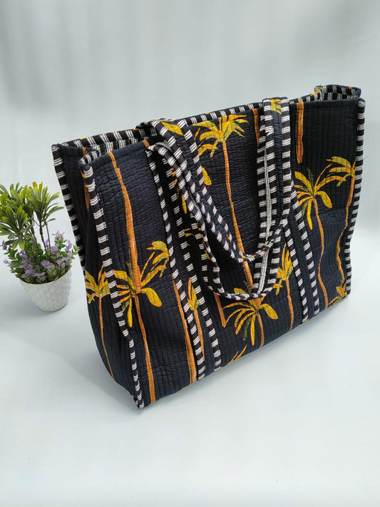 Quilted Tote Bag without zip - 17x18x 6 inches