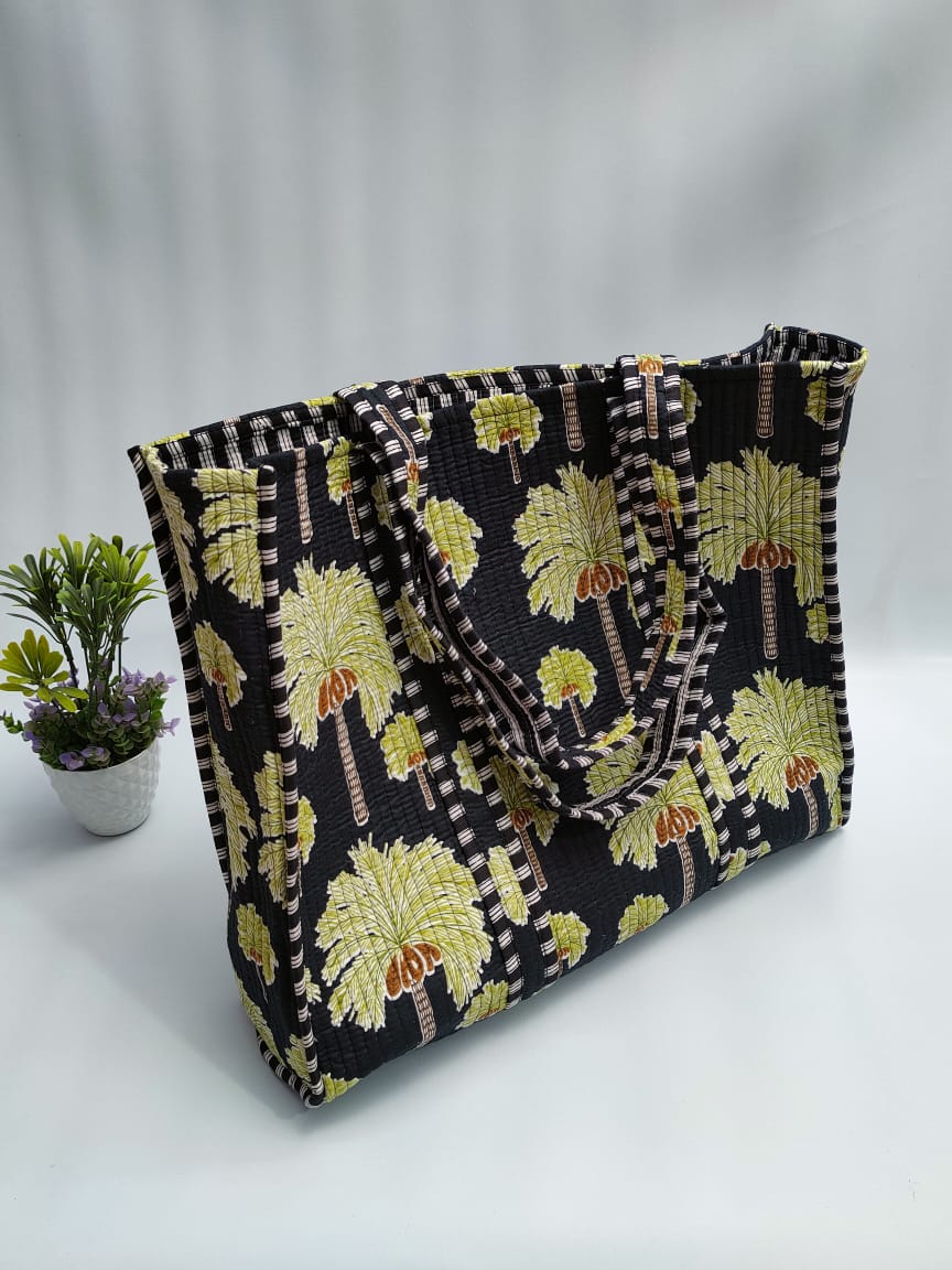 Quilted Tote Bag without zip - 17x18x 6 inches