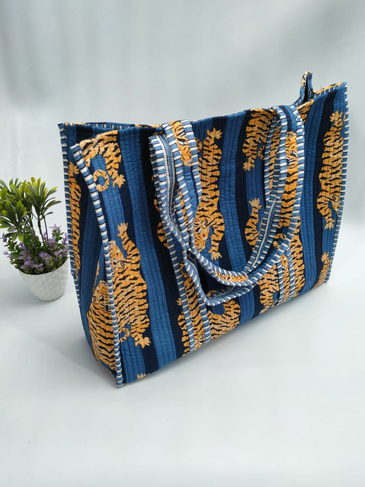 Quilted Tote Bag without zip - 17x18x 6 inches