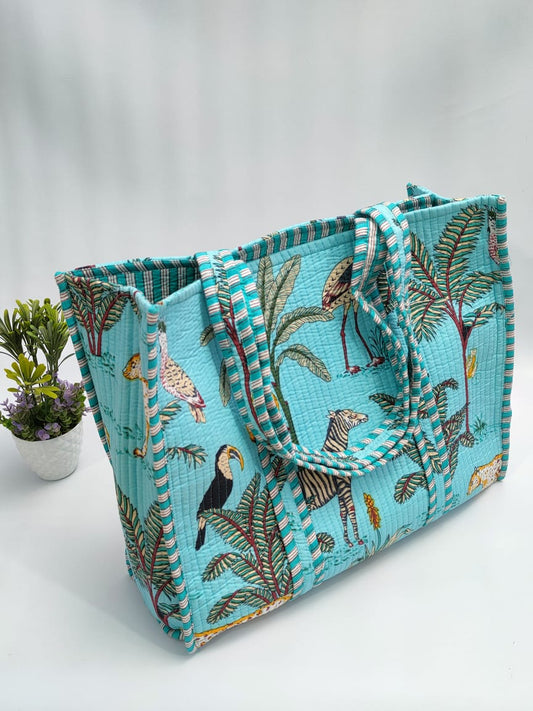 Quilted Tote Bag without zip - 17x18x 6 inches