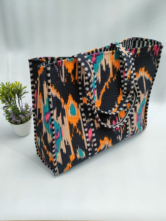 Quilted Tote Bag without zip - 17x18x 6 inches