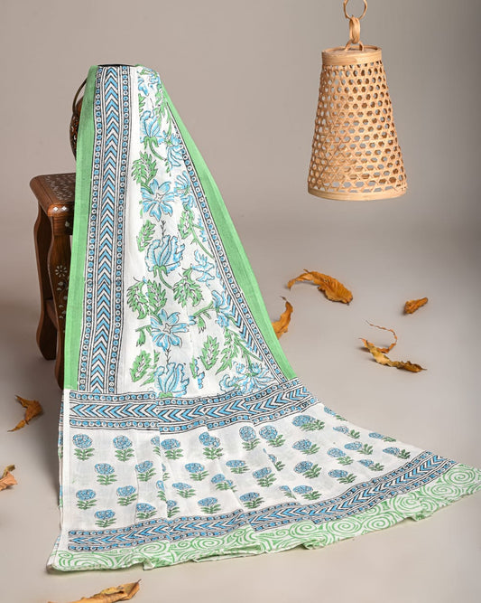 Mul-Cotton Bagru Hand Block Printed Dupatta  - TSPDM17