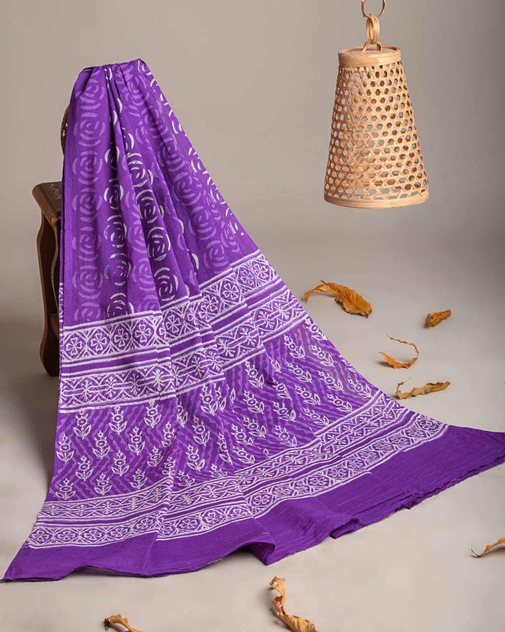 Mul-Cotton Bagru Hand Block Printed Dupatta  - TSPDM21