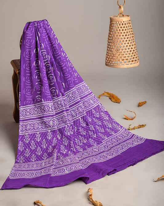 Mul-Cotton Bagru Hand Block Printed Dupatta  - TSPDM21