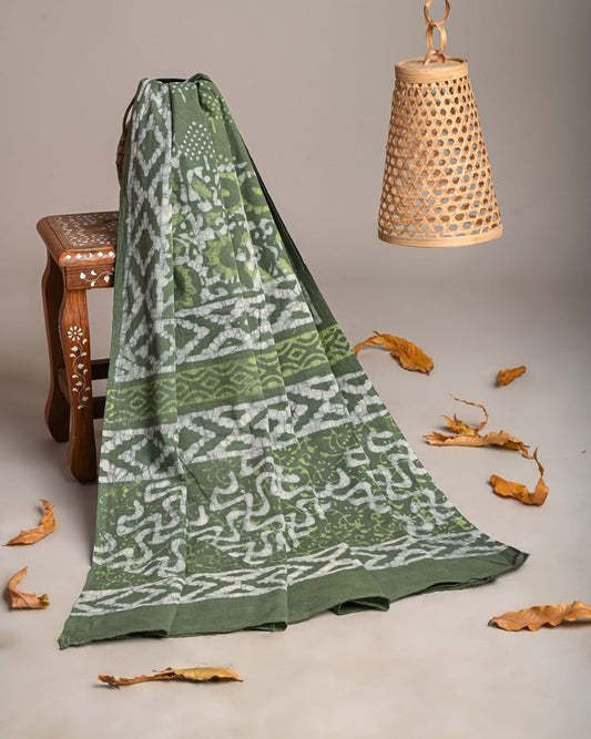 Mul-Cotton Bagru Hand Block Printed Dupatta  - TSPDM23