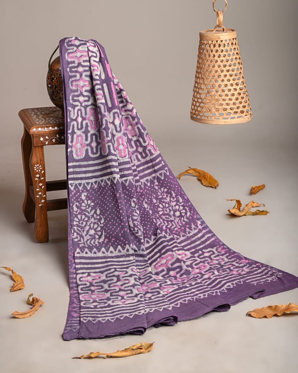 Mul-Cotton Bagru Hand Block Printed Dupatta  - TSPDM26