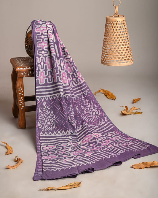 Mul-Cotton Bagru Hand Block Printed Dupatta  - TSPDM26