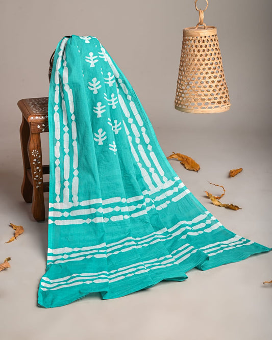 Mul-Cotton Bagru Hand Block Printed Dupatta  - TSPDM27