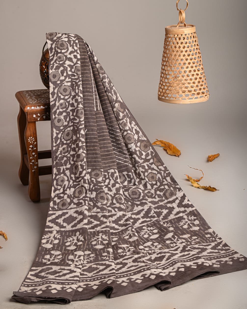 Mul-Cotton Bagru Hand Block Printed Dupatta  - TSPDM29