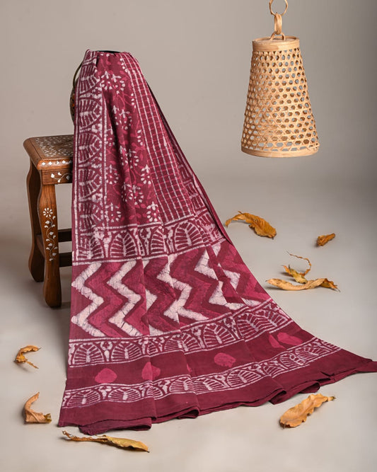Mul-Cotton Bagru Hand Block Printed Dupatta  - TSPDM2
