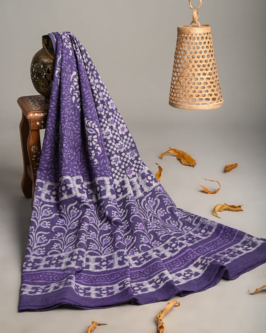 Mul-Cotton Bagru Hand Block Printed Dupatta  - TSPDM32