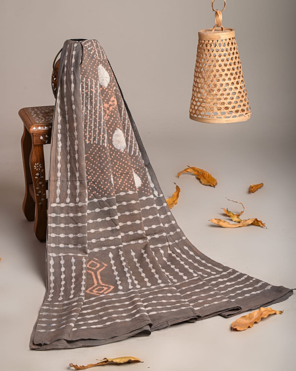 Mul-Cotton Bagru Hand Block Printed Dupatta  - TSPDM35