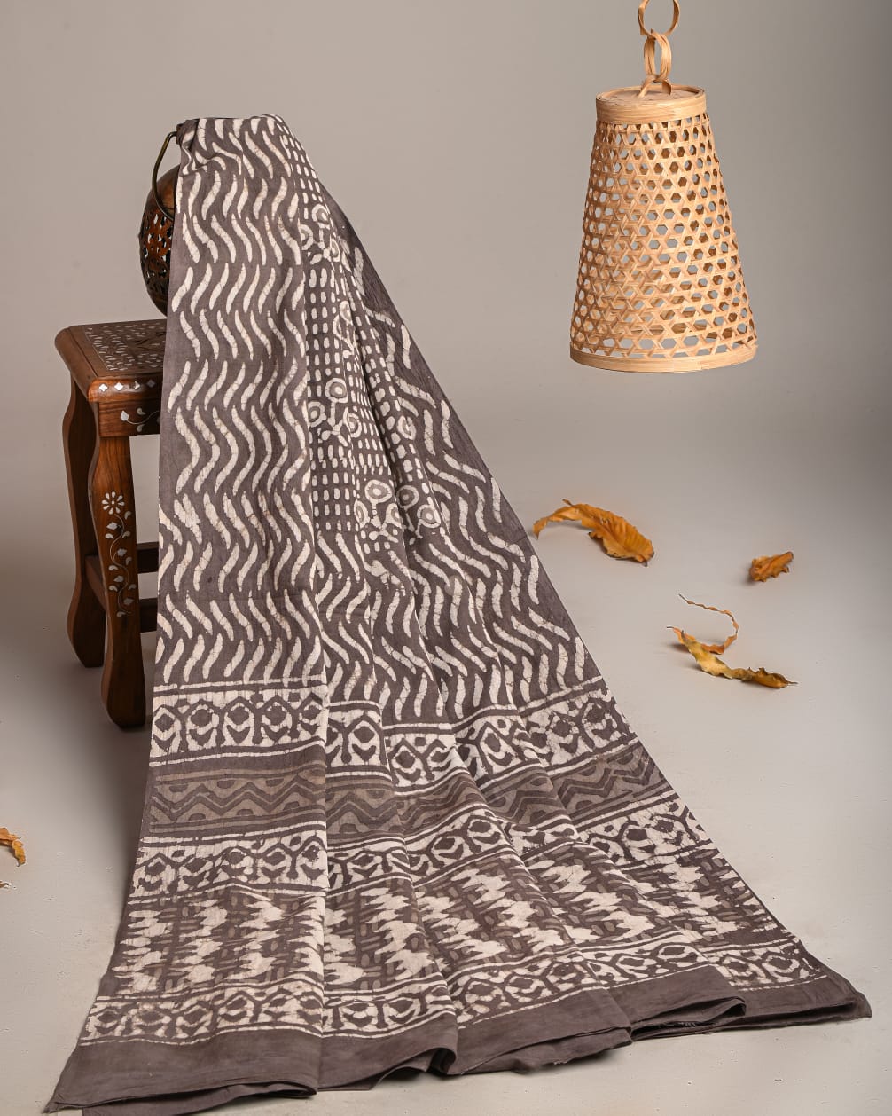 Mul-Cotton Bagru Hand Block Printed Dupatta  - TSPDM44