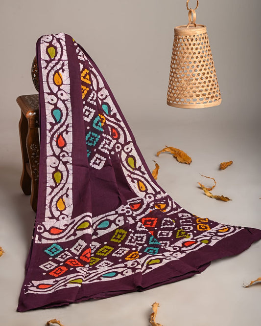 Mul-Cotton Bagru Hand Block Printed Dupatta  - TSPDM8