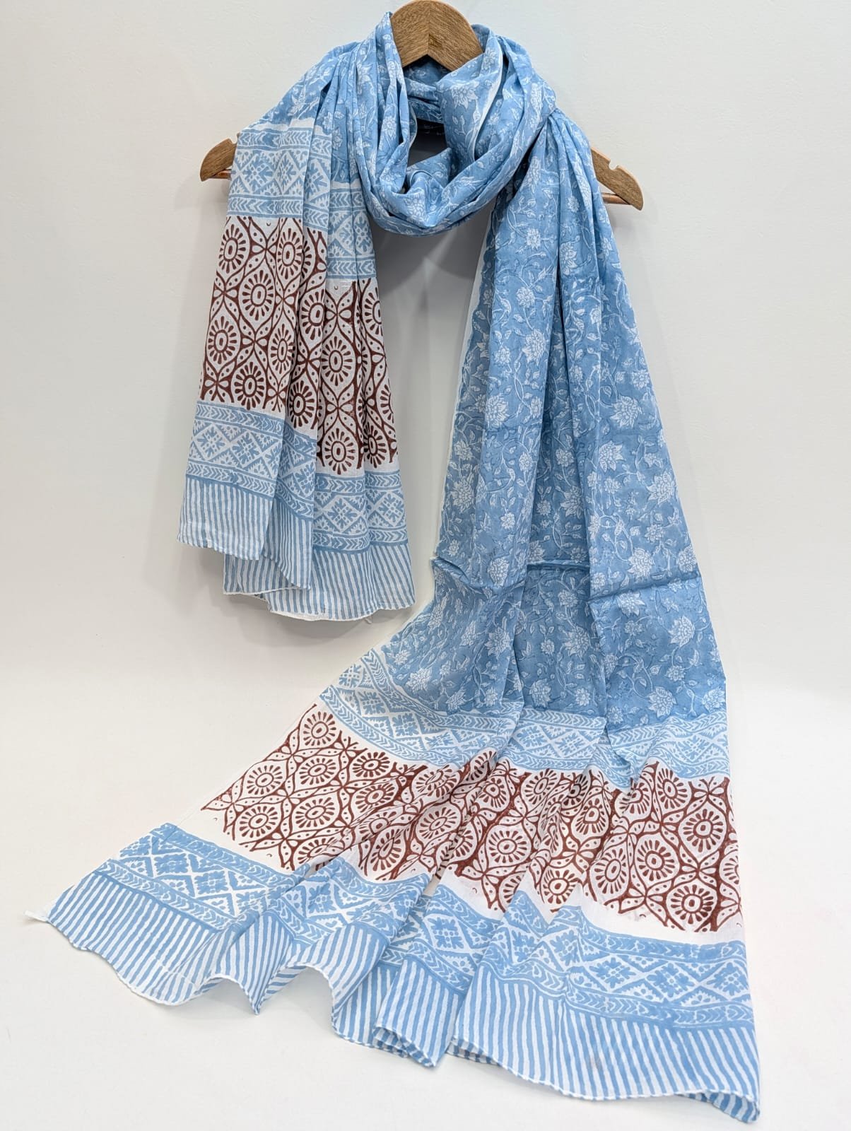 Cotton Dupatta in Sanganeri Block Print