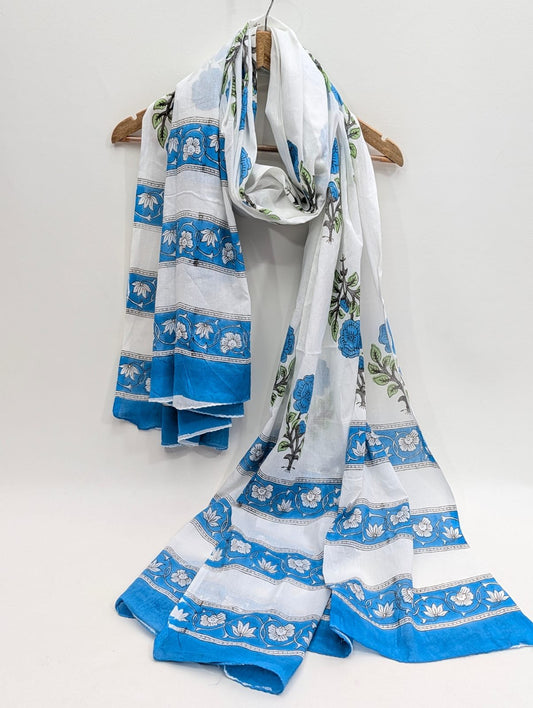 Cotton Dupatta in Sanganeri Block Print